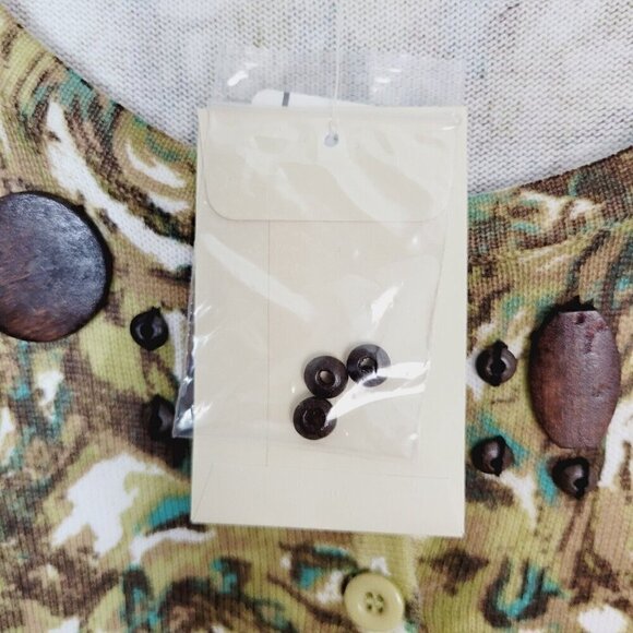 Christopher & Banks Sweater Cardigan XL Green Brown Wood Bead Embellished NEW - Picture 6 of 12